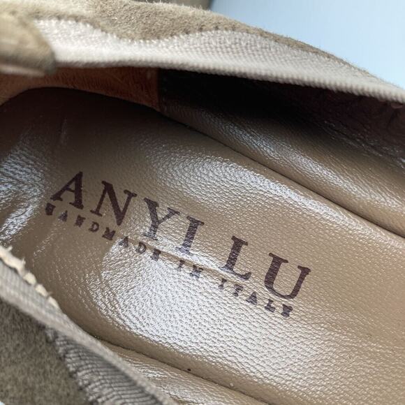 Anyi Lu Womens Wedges Beige Leather Leopard Scrunch Slip On Italy EUR 37 US 6.5M - Picture 5 of 10